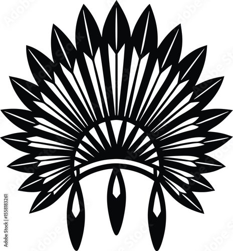 Minimal Native American Headdress with Fan Feathers