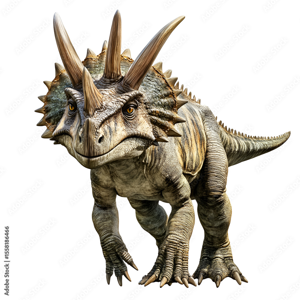 Fototapeta premium Powerful Ceratopsian Dinosaur Profile View Prehistoric Beast