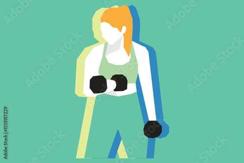 A woman is exercising using dumbbells illustration design