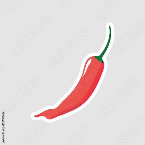 Chili Pepper Vector Illustration Sticker. Spicy red chili pepper vector illustration sticker, perfect for food, cooking, and hot spice-themed designs