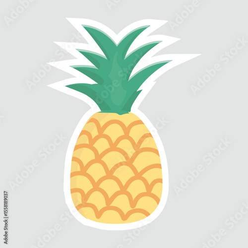 Pineapple Vector Sticker Illustration. Bright pineapple vector sticker with tropical vibes. Perfect for food labels, summer designs, and fruit-themed artwork