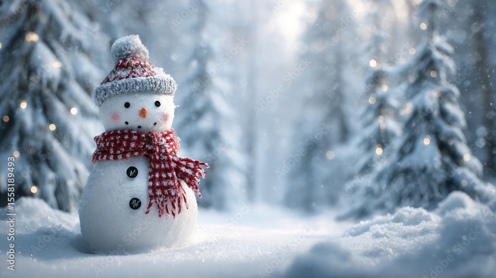 Obraz premium Snowmans Serene Scene Winter Wonderland Whimsy.