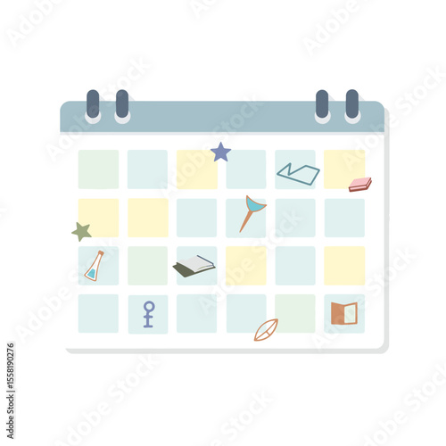 Minimalist calendar of school assignments on white background, organization