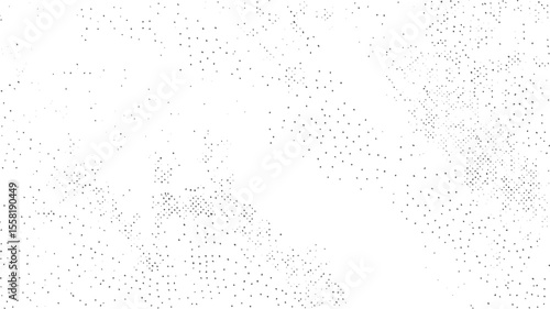 Sparse grunge dot texture vector. Minimal scattered speckle overlay with abstract halftone effect. Faded dust pattern in black on white.