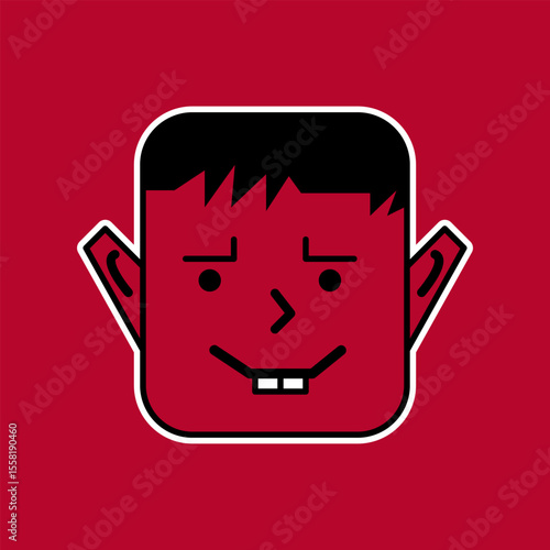 Unique Red Faced Boy With Buck Teeth Illustration Flat Design Cartoon Character Head