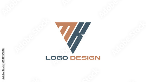 MK monogram logo with triangle composition and bold design, ideal for architecture firms, creative agencies, or business branding