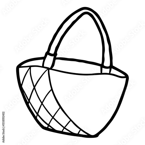 Straw Bag Sketch Vector – Generative AI and Linocut Silhouette Design