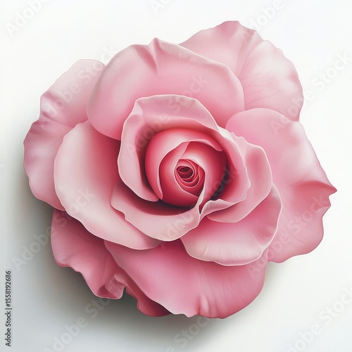 Pink rose blooming isolated white background