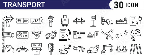 Transport line icon set. transport icon