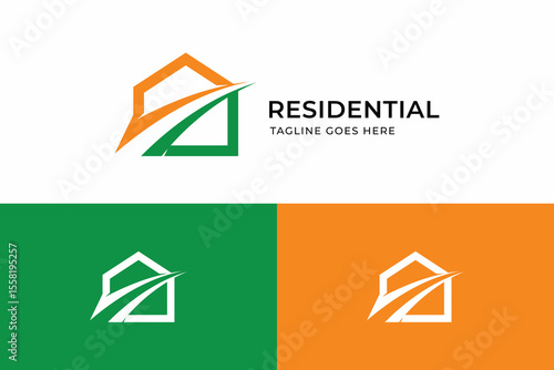 Residential Estate and Property Consultant Logo with House and Highway Concept