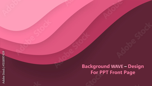 Wave Style Pink Background Design for PowerPoint Cover Slide. Fully editable vector SVG file compatible with PowerPoint, Illustrator, and most vector-based applications.
