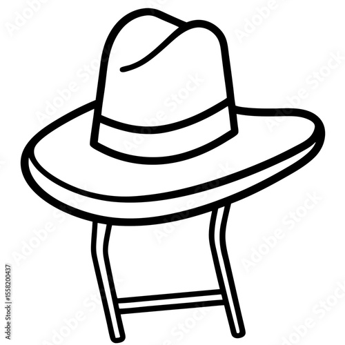 Sunhat on Chair Vector – Generative AI & Linocut Silhouette Illustration for Summer Design