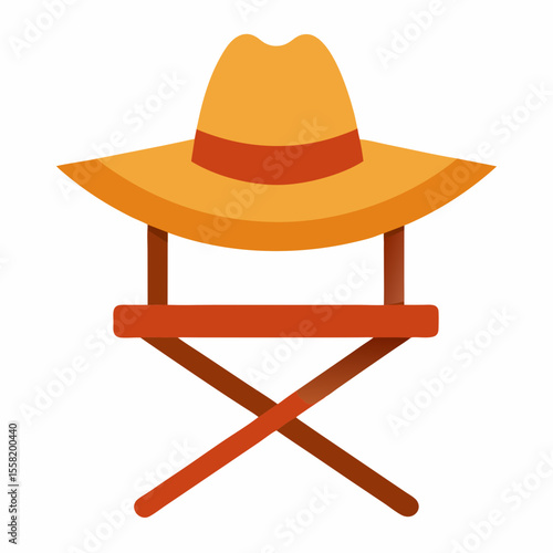 Sunhat on Chair Vector – Generative AI & Linocut Silhouette Illustration for Summer Design