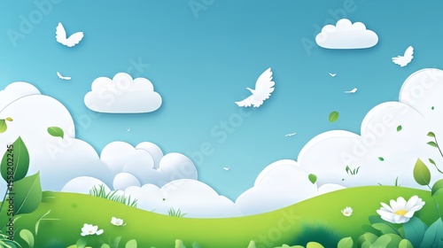 White cloud object for nature design summer background