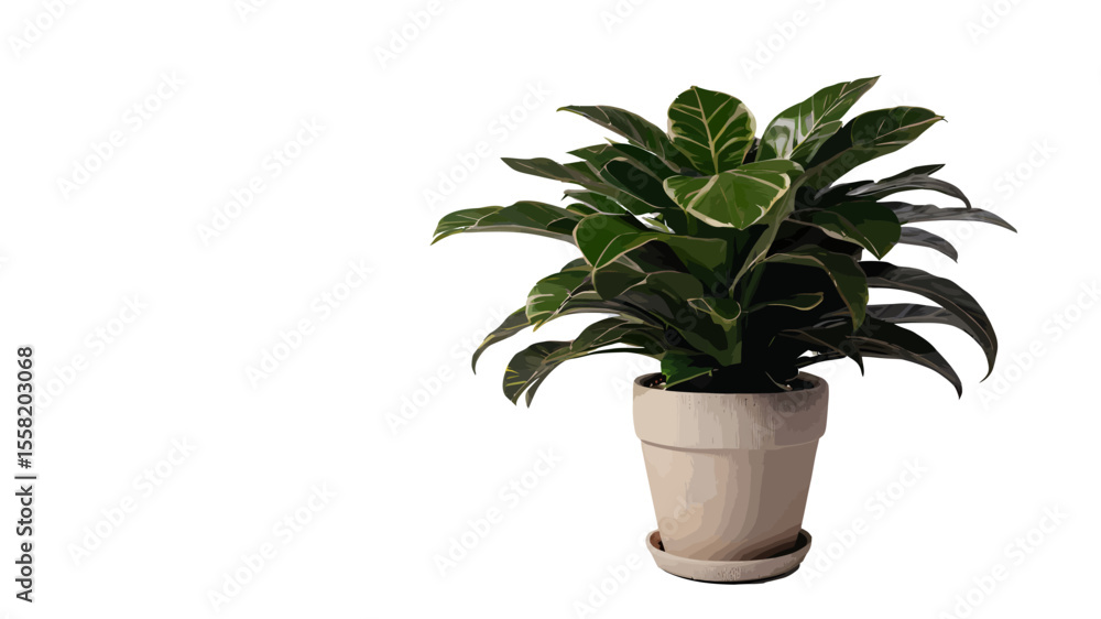 Fototapeta premium Green houseplant in a decorative pot