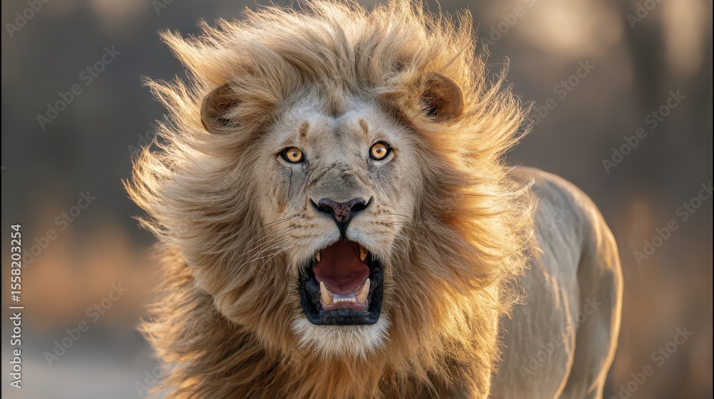Fototapeta premium Macro shot of a lion banner