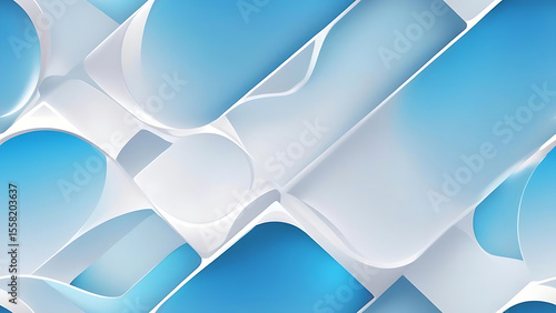 Abstract geometric glass pattern with blue tones