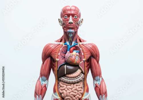 Detailed Anatomical Model of Human Body with Visible Organs and Musculature