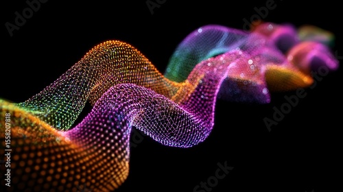  Colorful mesh topology line with glow 