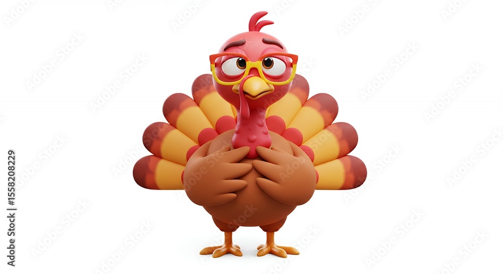 Naklejka premium Cartoon turkey with glasses