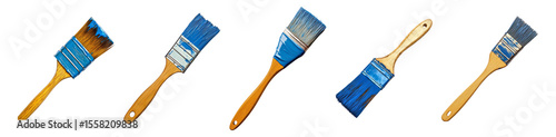 Wallpaper Mural Collection of Paint Brushes with Wooden Handles and Blue Accents, Isolated on Transparent, white background Torontodigital.ca