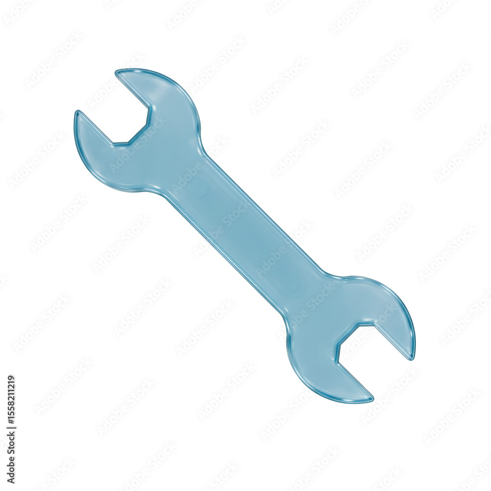 Fototapeta premium Transparent blue wrench tool isolated on white background for design and illustration isolated on transparent background