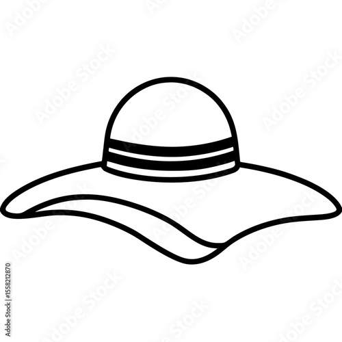 Beach Hat Icon Vector | Generative AI & Linocut Silhouette Design