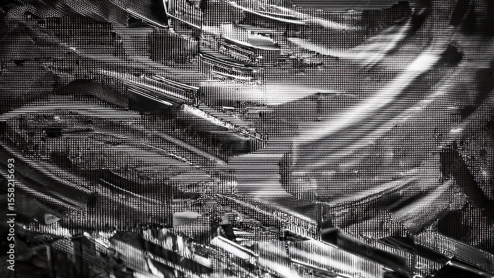 Fototapeta premium Glitch noise static television. Royalty high-quality free best stock of abstract digital motion art distorted background, CRT tv screen no signal, error, noise and distortions effect, black and white
