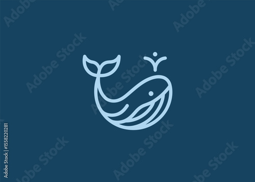 Abstract whale line logo for marine, calm, or eco-conscious branding.