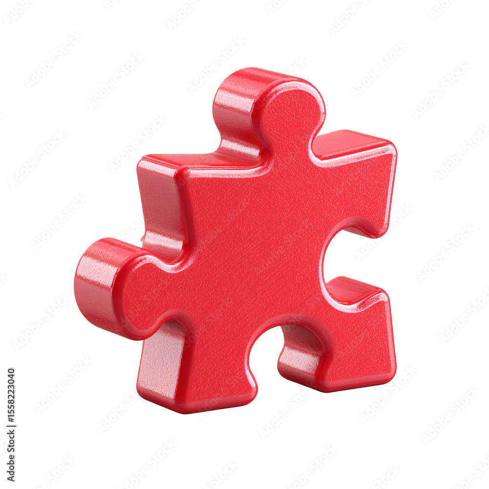 Obraz premium Glossy Red Puzzle Piece on Black Background Completing the Picture on transparent background
