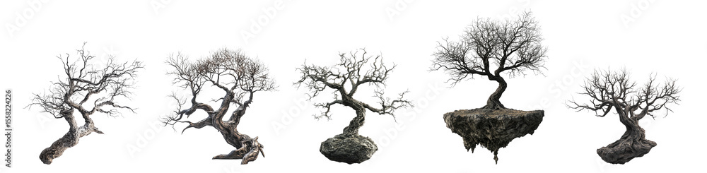 custom made wallpaper toronto digitalDecorative bonsai trees displayed on isolated white background, Isolated on Transparent, white background