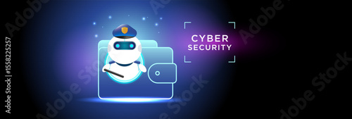 Cyber Security Robot Protecting Digital Wallet