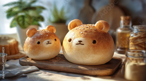 Cute Bear Bread Background Wallpaper