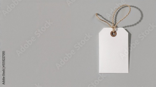 Blank Paper Tag with String on Neutral Background – Minimal Product Label or Packaging Mockup

