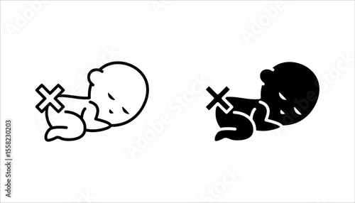 Abortion icon set. Pregnancy loss symbol. Pregnancy miscarriage, infant loss. Birth control, womb baby. vector illustration on white background