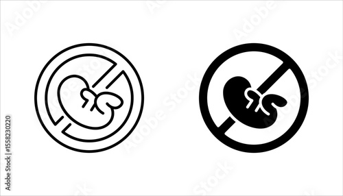 Abortion icon set. Pregnancy loss symbol. Pregnancy miscarriage, infant loss. Birth control, womb baby. vector illustration on white background