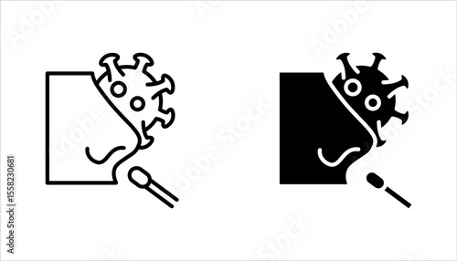 PCR test icon set. Polymerase chain reaction analysis. Medical examination for disease. vector illustration on white background