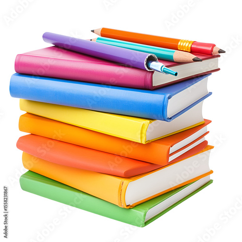 Wallpaper Mural Colorful books and pencils education supplies stack learning Torontodigital.ca