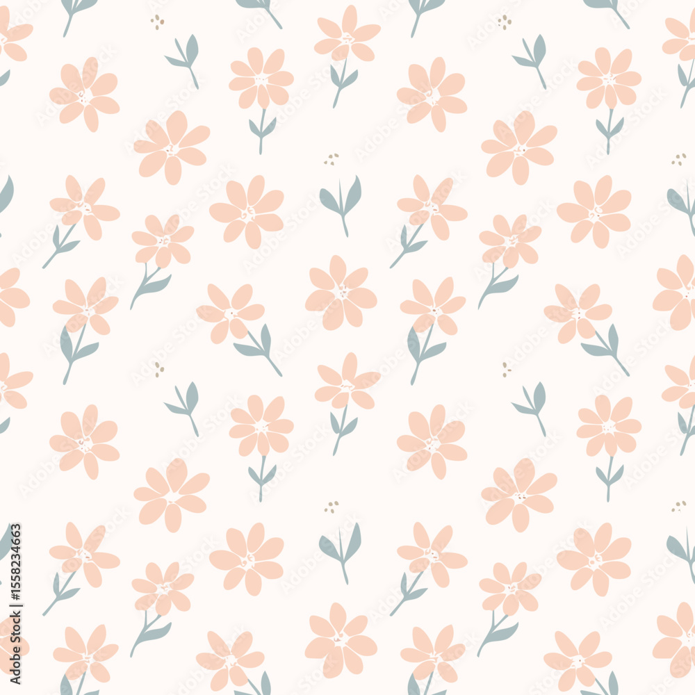 Fototapeta premium Floral Seamless Pattern – Elegant Botanical Background Design