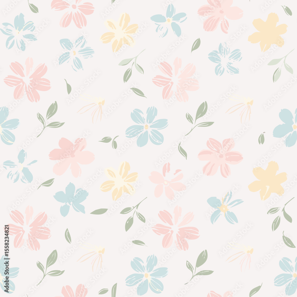 Fototapeta premium Floral Seamless Pattern – Elegant Botanical Background Design