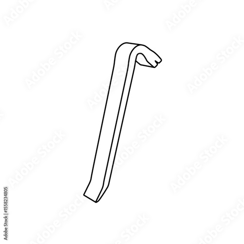 The outline of a large crowbar symbol is made with black lines. 3D view of the object in perspective. Vector illustration on white background