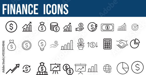 Profit Line Icons Pack  Finance, Growth, Business, Money, Investment