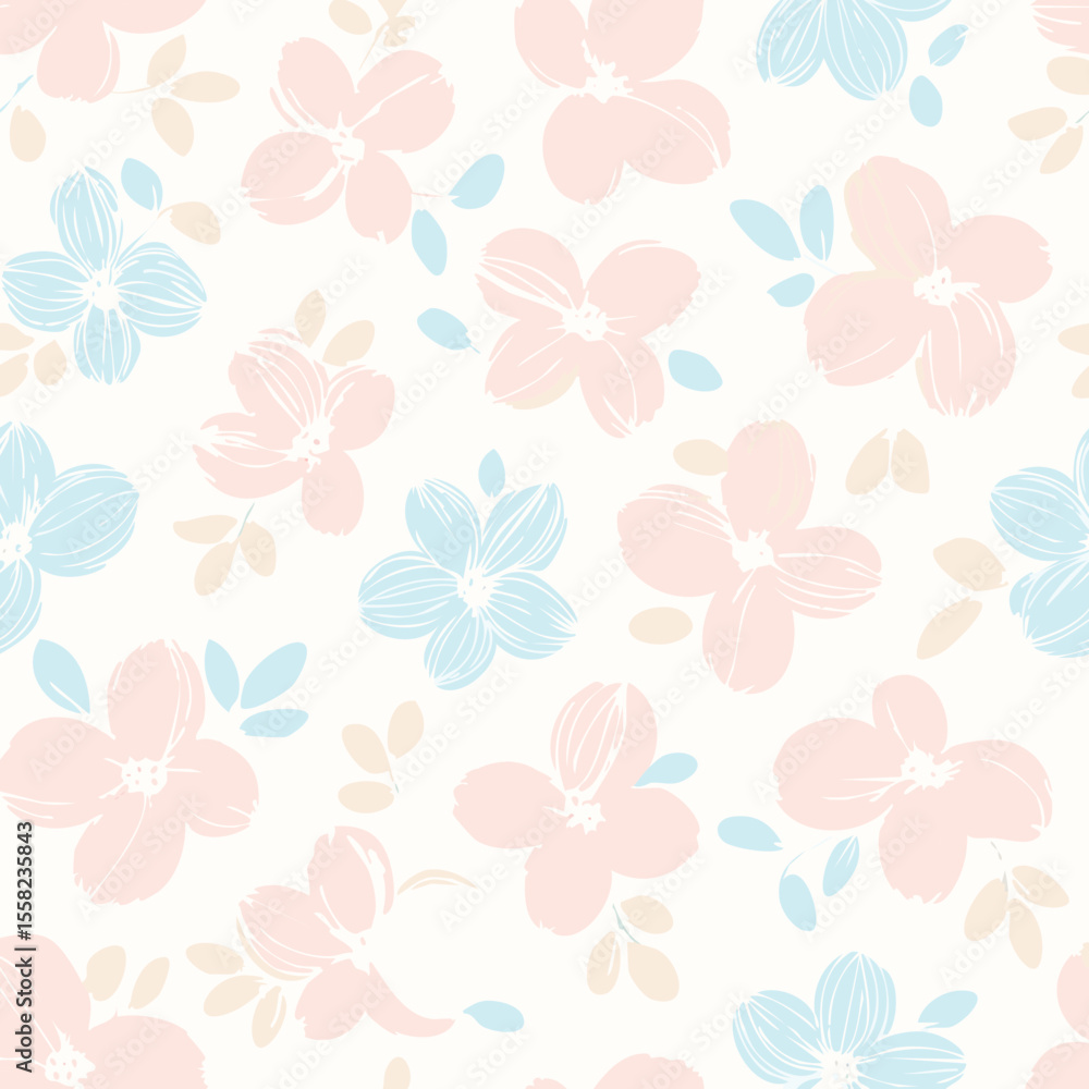 Fototapeta premium Floral Seamless Pattern – Elegant Botanical Background Design
