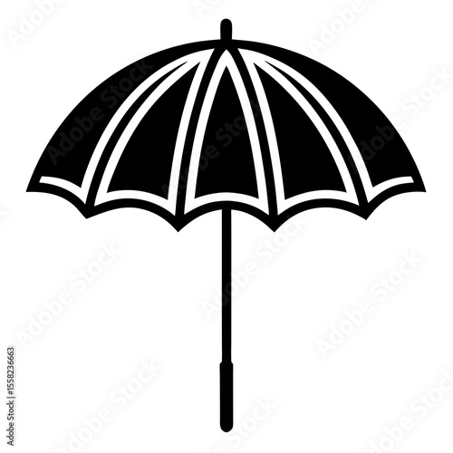 Beach Umbrella Icon Vector | Generative AI & Linocut Silhouette Design