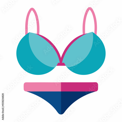 Bikini Top Icon | Generative AI Vector & Linocut Silhouette Design