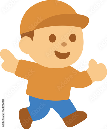 running boy with baseball cap