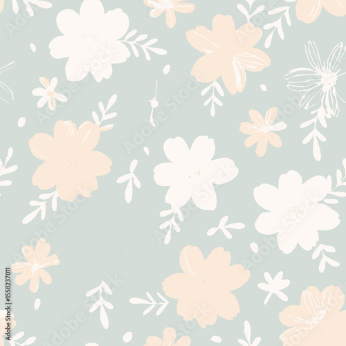 Wallpaper Mural Floral Seamless Pattern – Elegant Botanical Background Design Torontodigital.ca