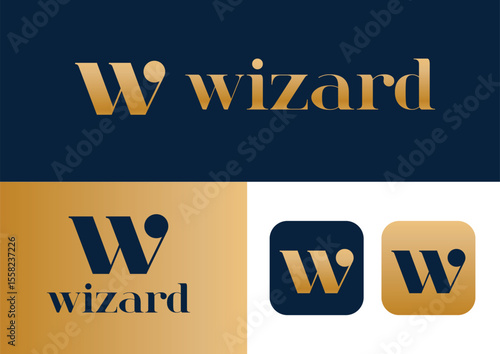 Wizard W letter artifical intelligence app logo design 