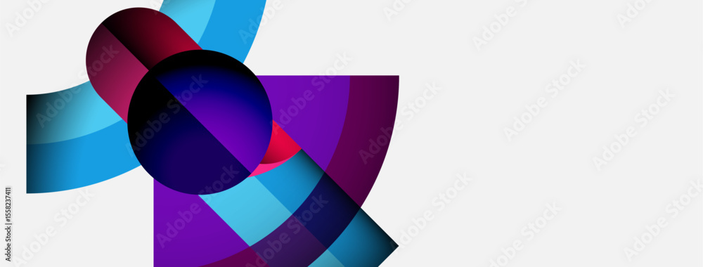 Abstract geometric composition. Overlapping shapes create vibrant color gradients, dynamic visual effect. Modern design elements present. Abstract geometric composition. Overlapping shapes create vibrant color gradients, dynamic visual effect. Modern design elements present.