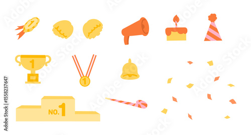 sports day icons. hand drawn plat vector set